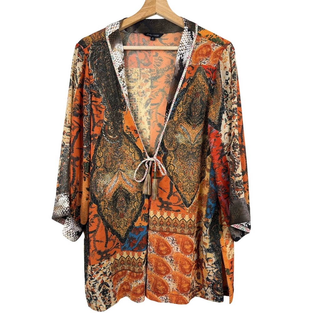 John Mark Boho Paisley Kimono Jacket | Tassel Tie |  Multicolor | S